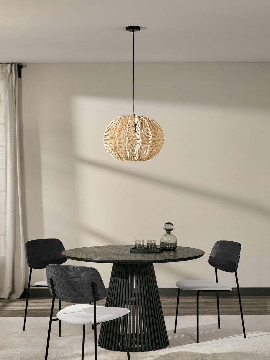 Omada Kırık Beyaz Keten Kumaş Döşemeli Ahşap Sandalye Siyah