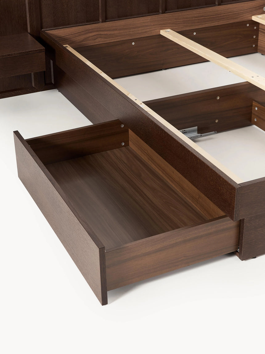 Otel Çift Kişilik Ahşap Karyola Ceviz