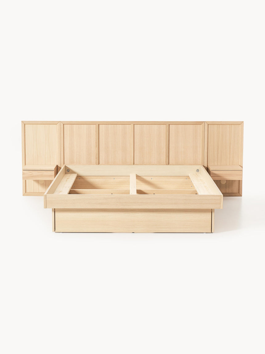 Otel Çift Kişilik Ahşap Karyola Meşe