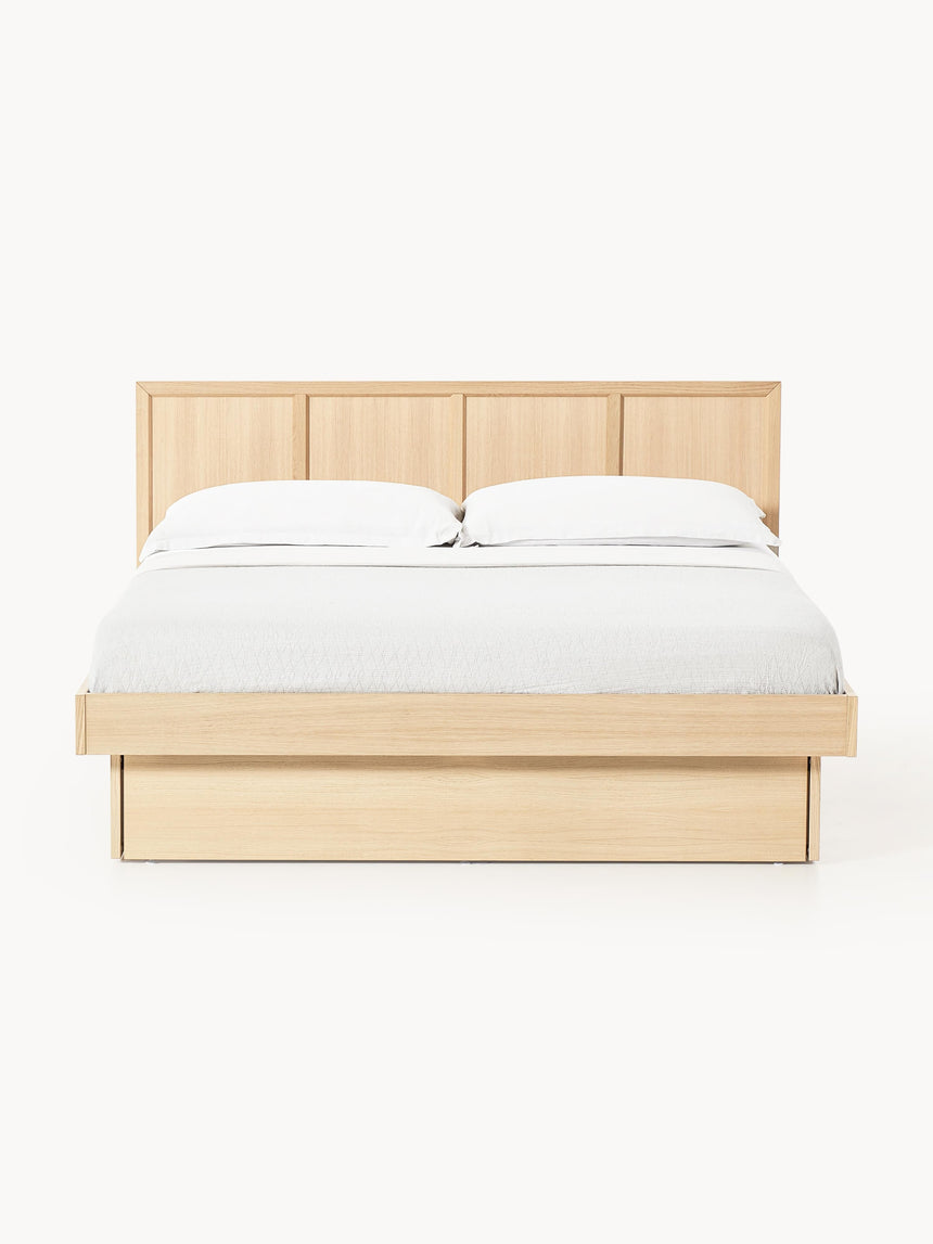 Otel Çift Kişilik Ahşap Karyola Meşe