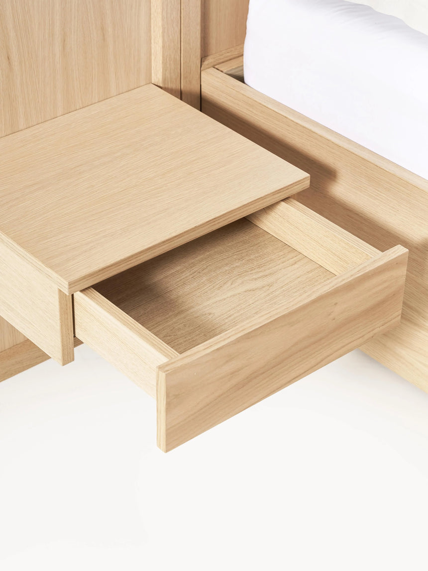 Otel Çift Kişilik Ahşap Karyola Meşe