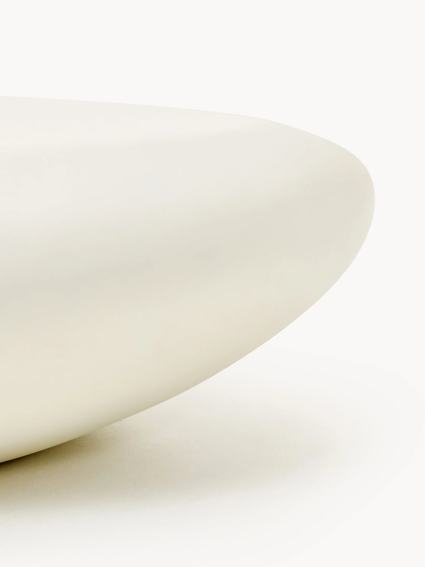 Pika Organik Form Ahşap Orta Sehpa Mat Kırık Beyaz 135 cm