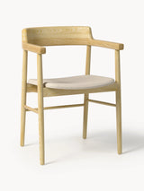 Pira Bej Minderli Ahşap Sandalye Meşe