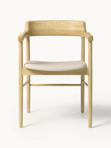 Pira Bej Minderli Ahşap Sandalye Meşe