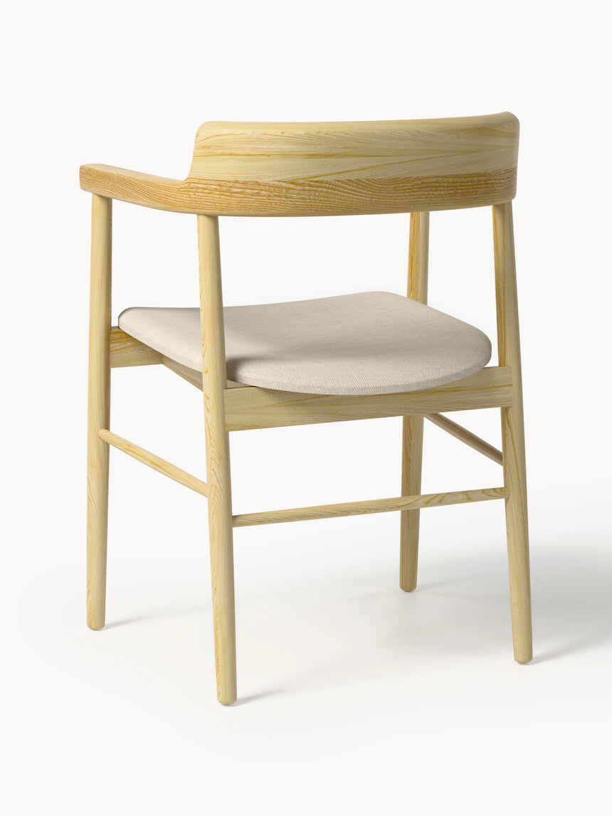 Pira Bej Minderli Ahşap Sandalye Meşe