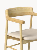 Pira Bej Minderli Ahşap Sandalye Meşe