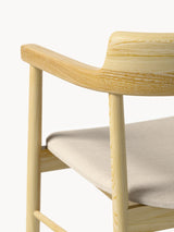 Pira Bej Minderli Ahşap Sandalye Meşe