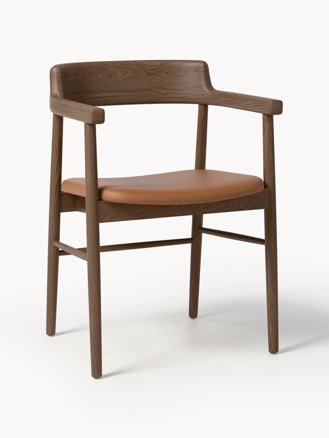 Pira Kahve Deri Minderli Ahşap Sandalye Ceviz