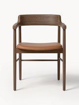 Pira Kahve Deri Minderli Ahşap Sandalye Ceviz