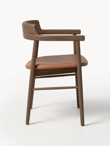 Pira Kahve Deri Minderli Ahşap Sandalye Ceviz