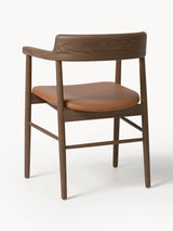 Pira Kahve Deri Minderli Ahşap Sandalye Ceviz