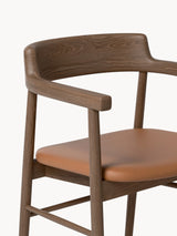 Pira Kahve Deri Minderli Ahşap Sandalye Ceviz