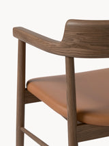 Pira Kahve Deri Minderli Ahşap Sandalye Ceviz