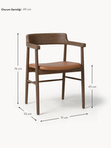Pira Kahve Deri Minderli Ahşap Sandalye Ceviz