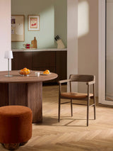 Pira Kahve Deri Minderli Ahşap Sandalye Ceviz