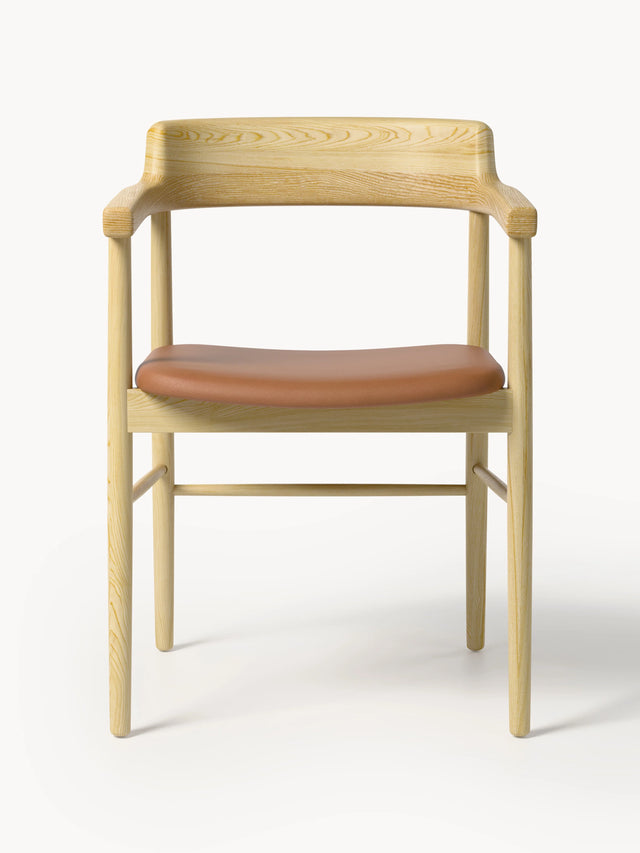 Pira Kahve Deri Minderli Ahşap Sandalye Meşe