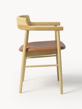 Pira Kahve Deri Minderli Ahşap Sandalye Meşe