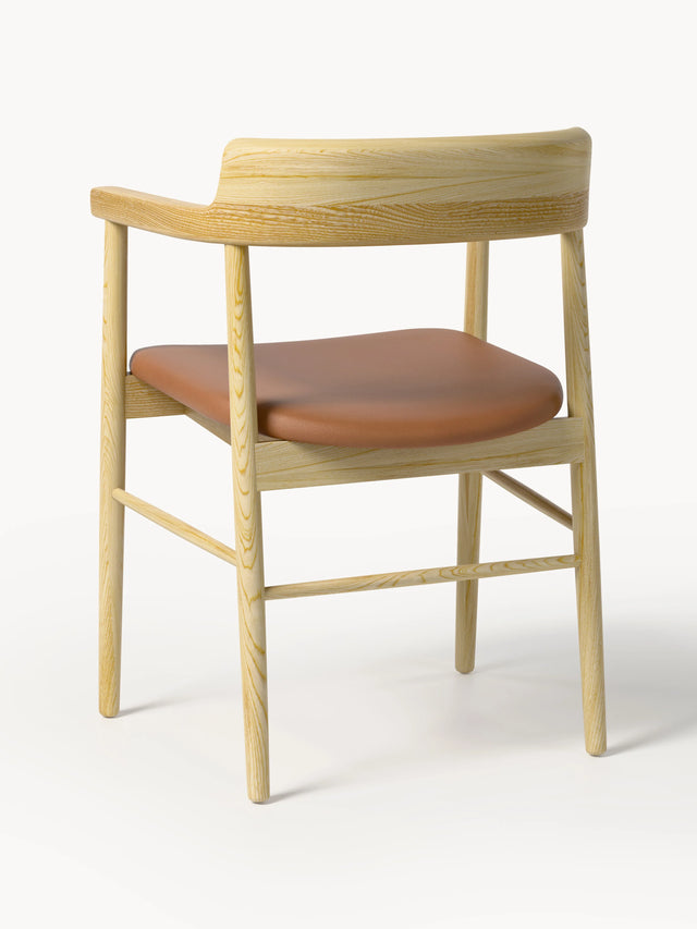 Pira Kahve Deri Minderli Ahşap Sandalye Meşe