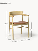 Pira Kahve Deri Minderli Ahşap Sandalye Meşe
