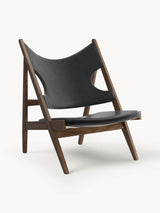 Play Ahşap Tekli Koltuk Siyah Deri Ceviz