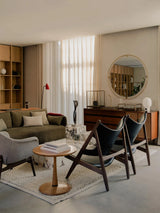 Play Ahşap Tekli Koltuk Siyah Deri Ceviz