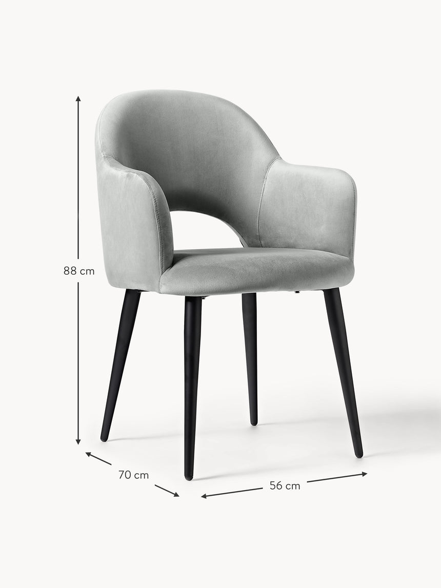 Poli Kollu Kumaş Sandalye Açık Gri