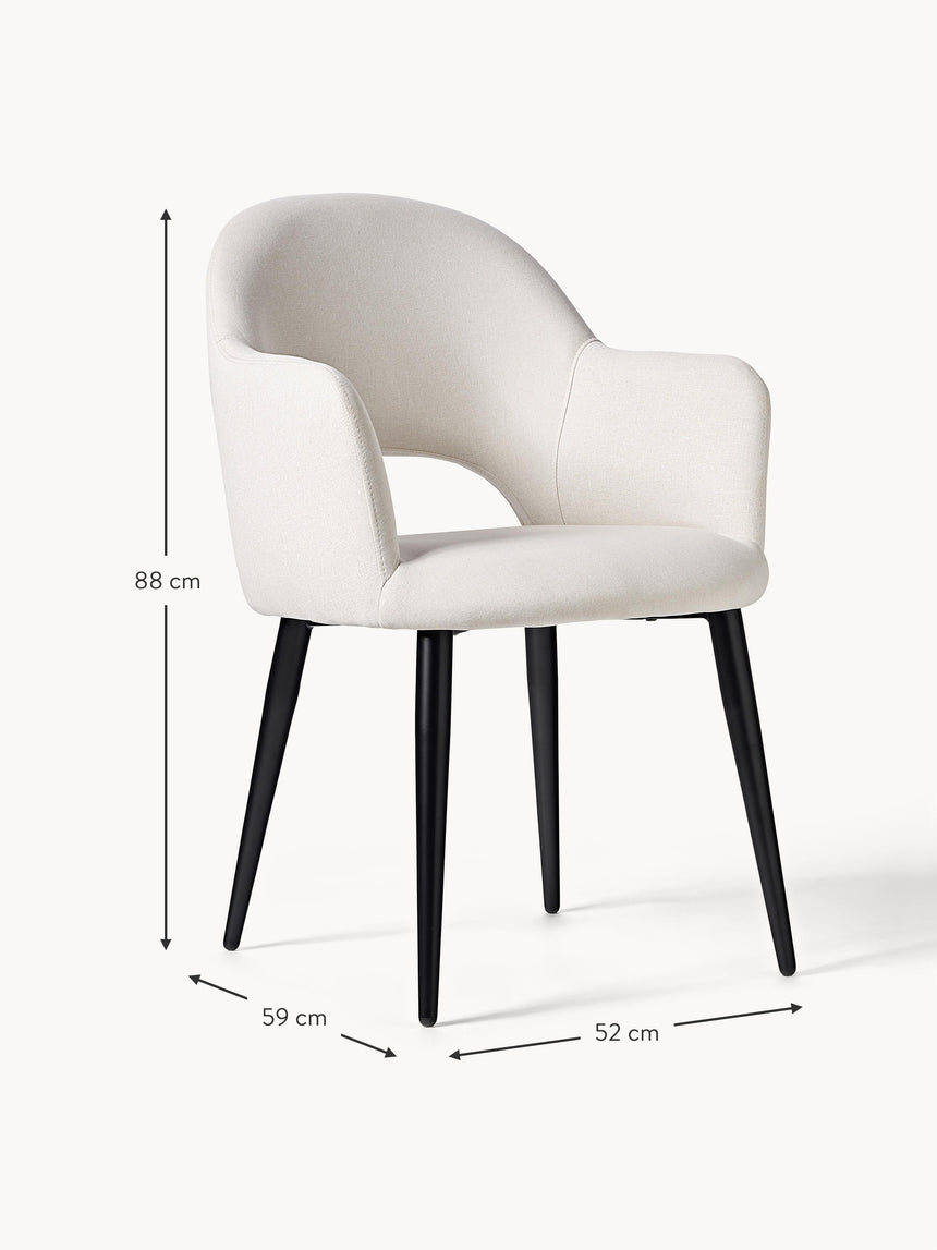 Poli Kollu Kumaş Sandalye Kırık Beyaz