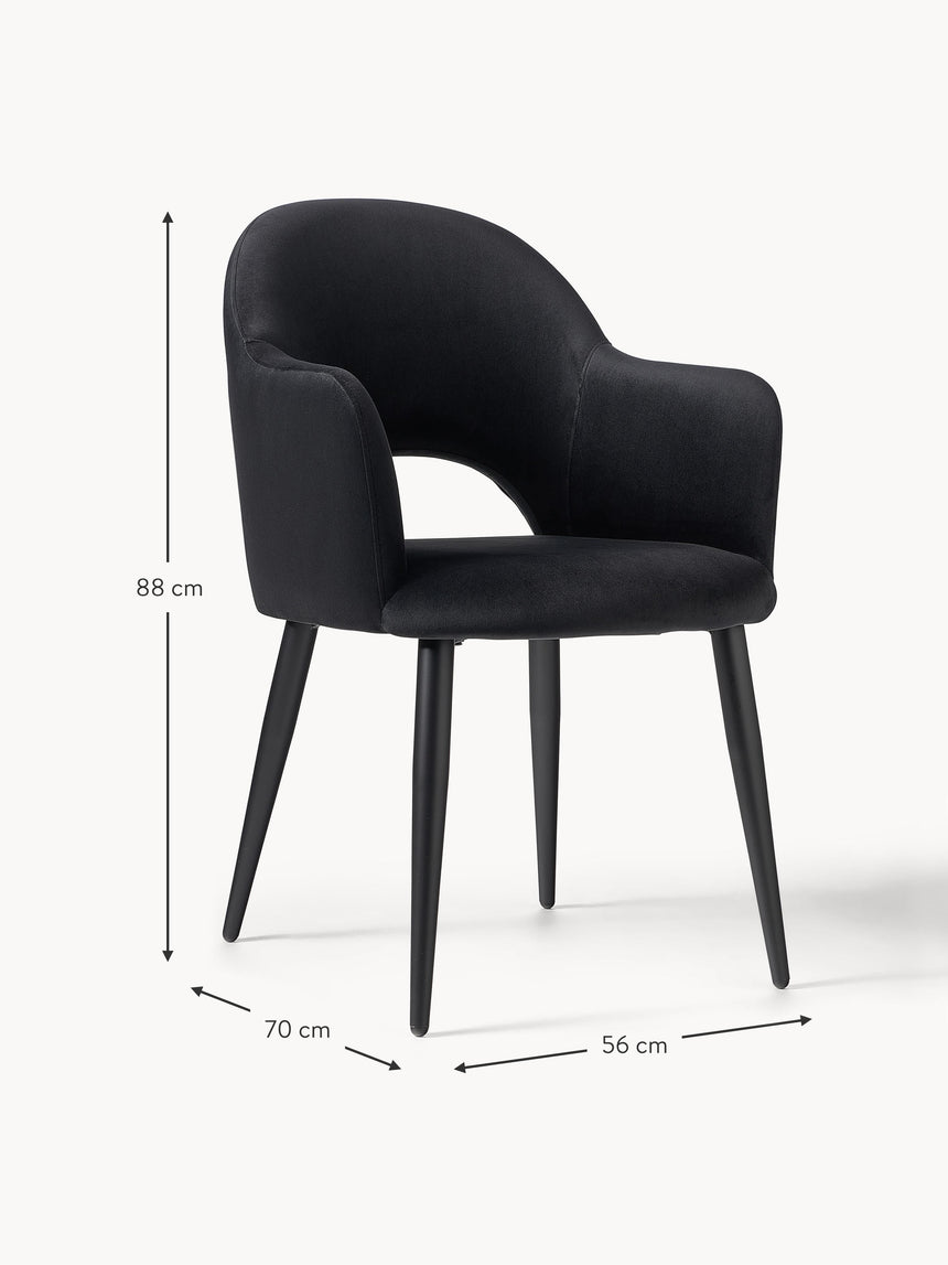 Poli Kollu Kumaş Sandalye Siyah