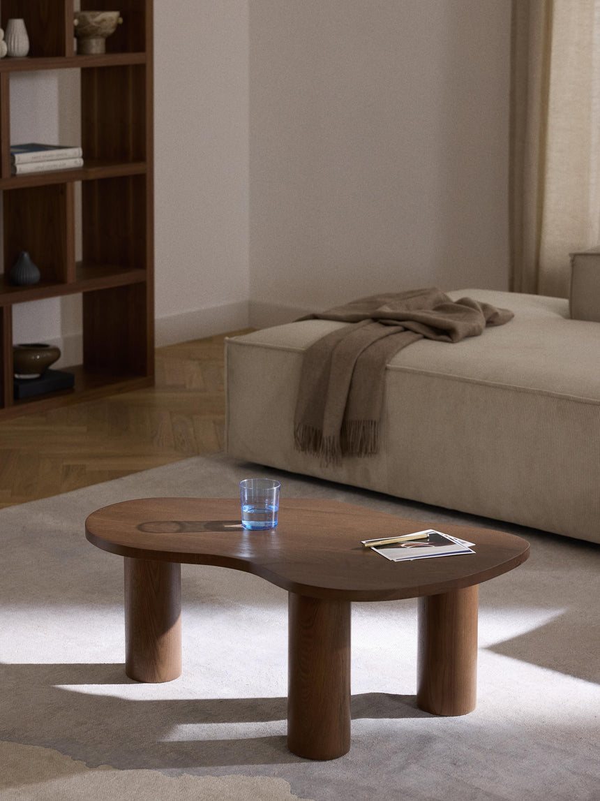 Polo Ahşap Organik Şekilli Orta Sehpa Ceviz