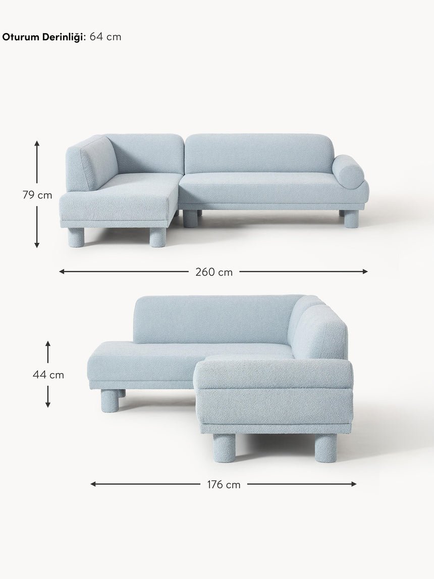 Polo Köşe Koltuk Açık Mavi Bukle