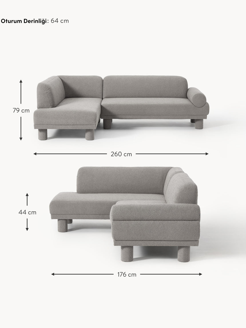 Polo Köşe Koltuk Gri Bukle