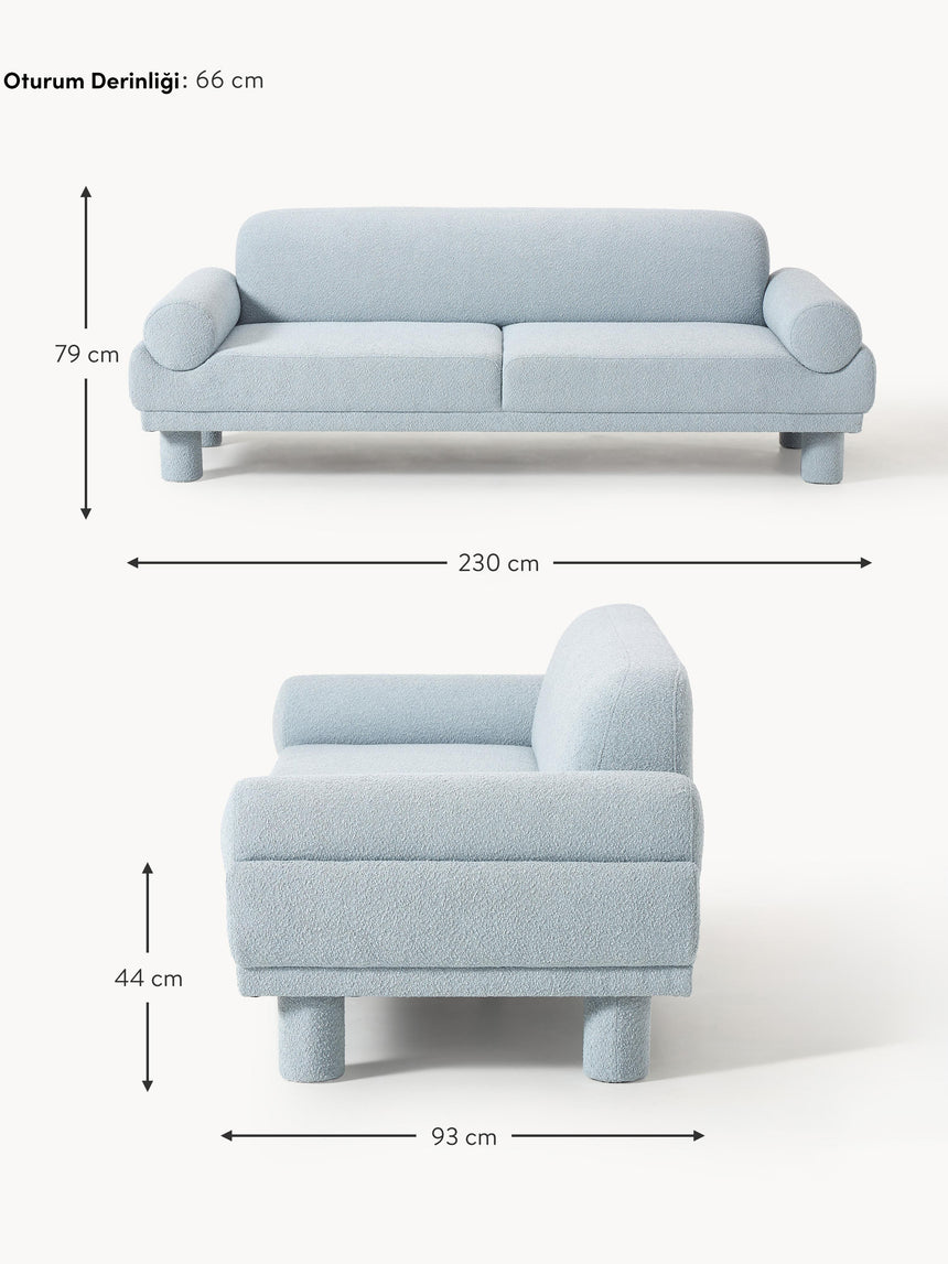 Polo Üçlü Koltuk Açık Mavi Bukle