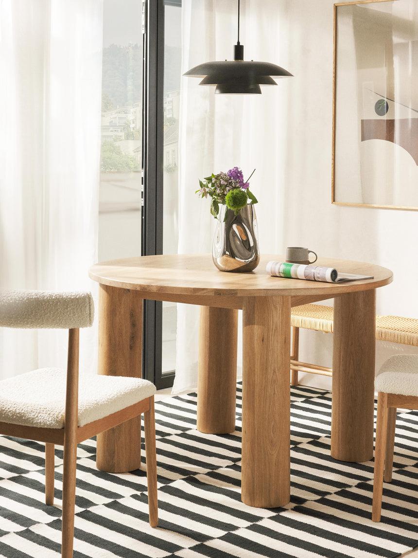 Polo Yuvarlak Ahşap Yemek Masası Meşe