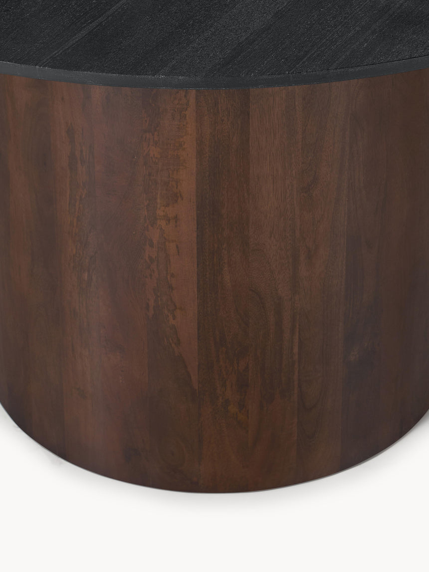 Polo Yuvarlak Siyah Mermer Tablalı Ahşap Yemek Masası Ceviz