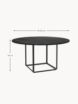 Porse Yuvarlak Siyah Mermer Tablalı Yemek Masası