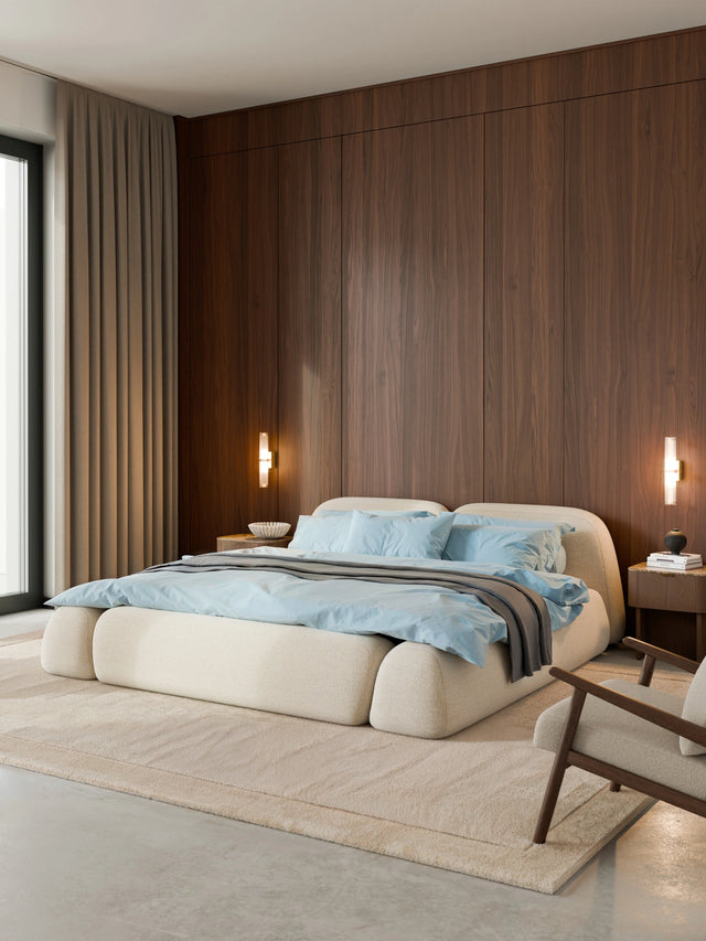 Prag Çift Kişilik Karyola Açık Bej Bukle