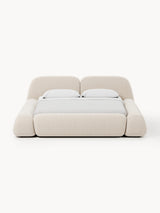 Prag Çift Kişilik Karyola Açık Bej Dokuma Kadife