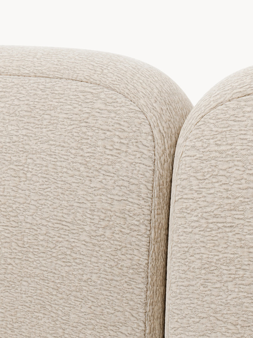 Prag Çift Kişilik Karyola Açık Bej Dokuma Kadife