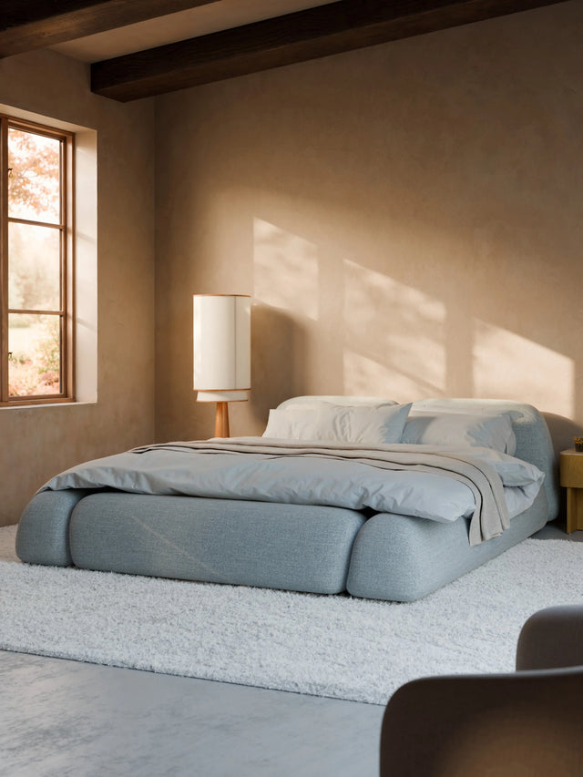 Prag Çift Kişilik Karyola Açık Mavi Bukle