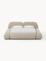 Prag Çift Kişilik Karyola Bej Dokuma Kadife