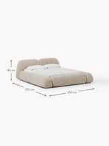 Prag Çift Kişilik Karyola Bej Dokuma Kadife