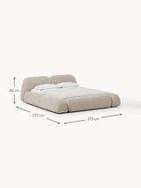 Prag Çift Kişilik Karyola Bej Dokuma Kadife