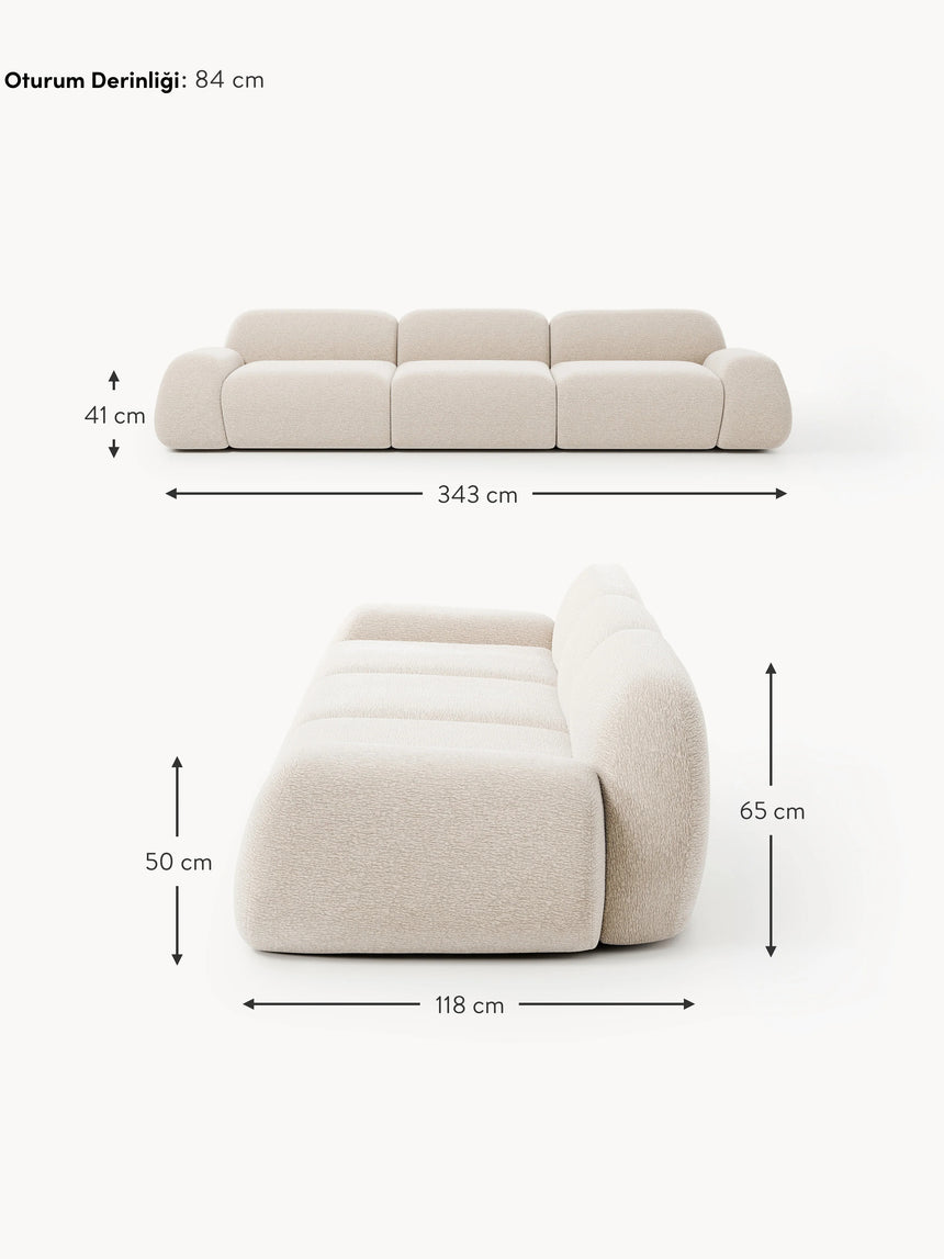 Prag Dörtlü Koltuk Açık Bej Dokuma Kadife