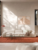 Prag Dörtlü Koltuk Açık Bej Dokuma Kadife