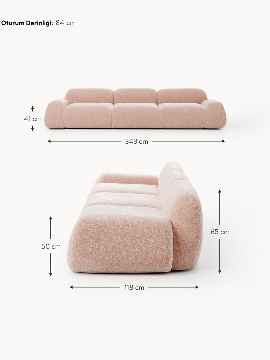 Prag Dörtlü Koltuk Açık Pembe Dokuma Kadife