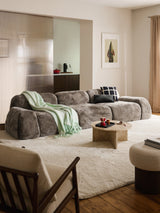 Prag Dörtlü Koltuk Boz Kahverengi Teddy