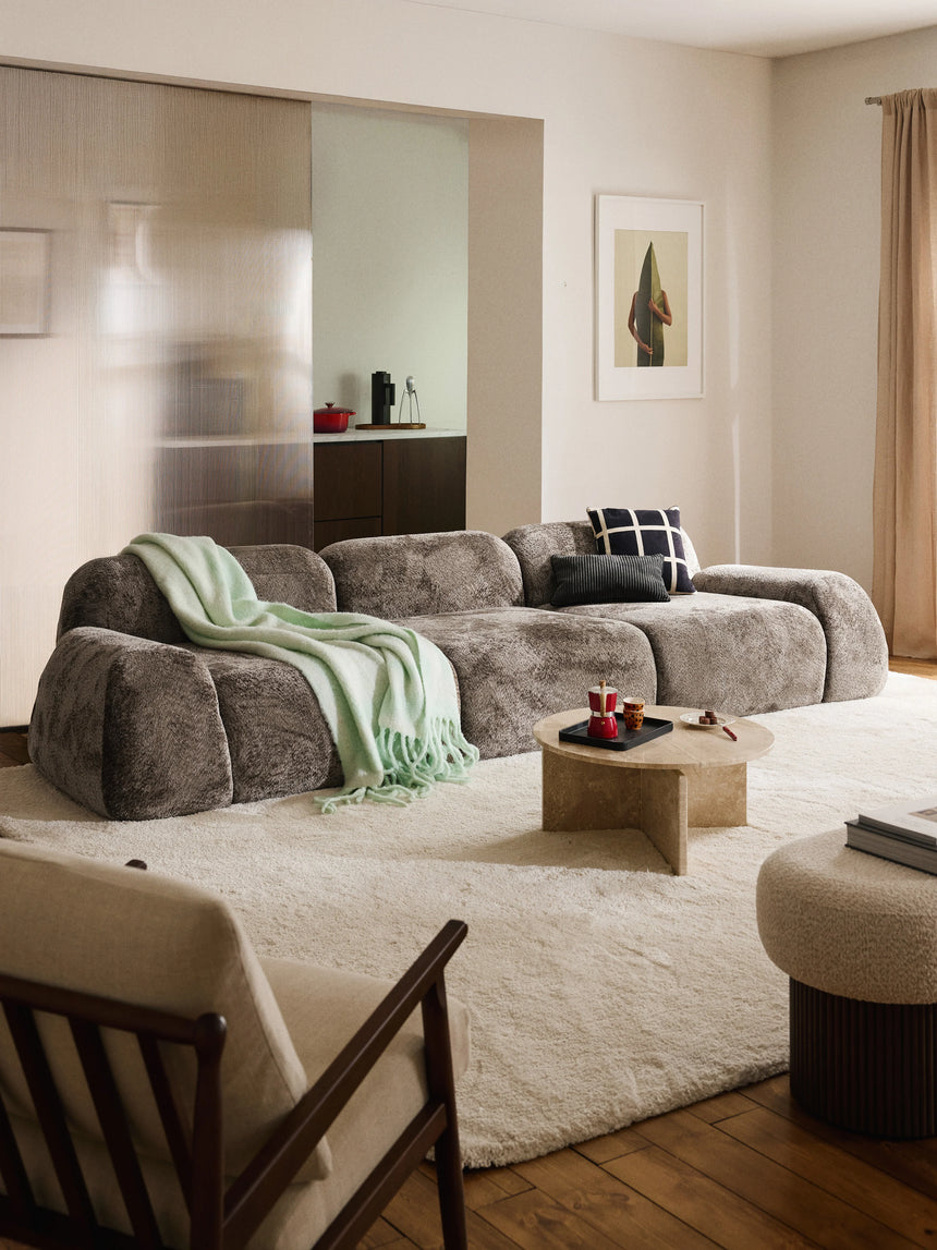 Prag Dörtlü Koltuk Boz Kahverengi Teddy