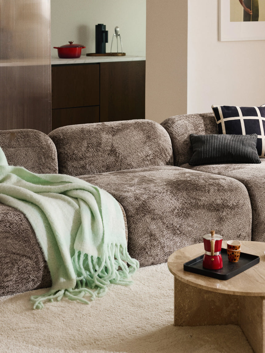 Prag Dörtlü Koltuk Boz Kahverengi Teddy