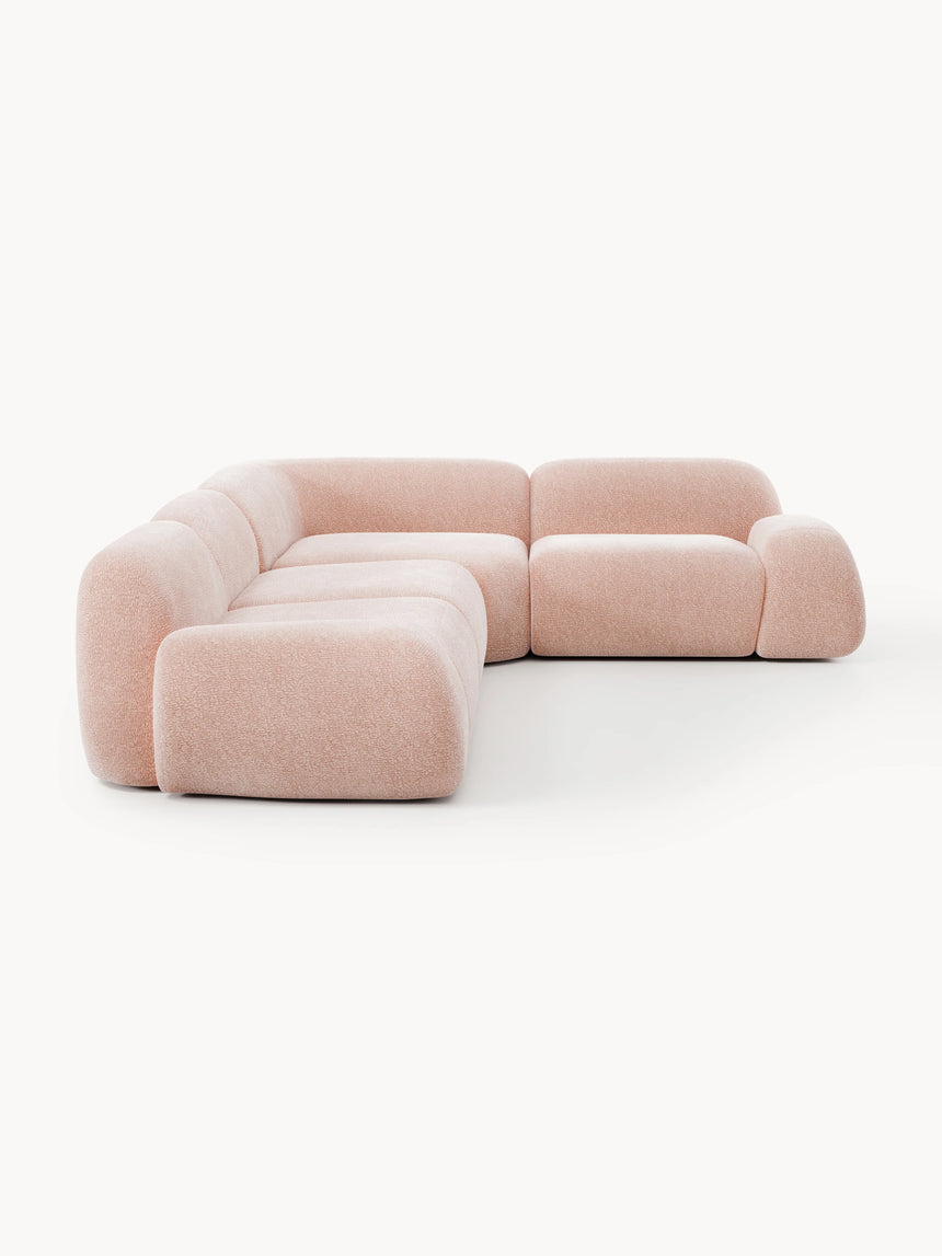 Prag Köşe Koltuk Açık Pembe Dokuma Kadife