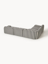 Prag Köşe Koltuk Siyah Beyaz Çizgili Keten